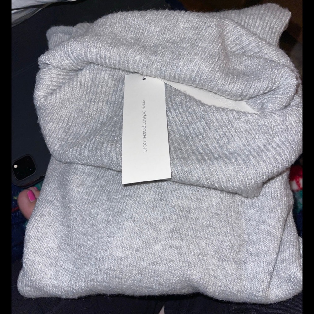 New Adyson Parker Grey Cold Shoulder Sweater Turtleneck